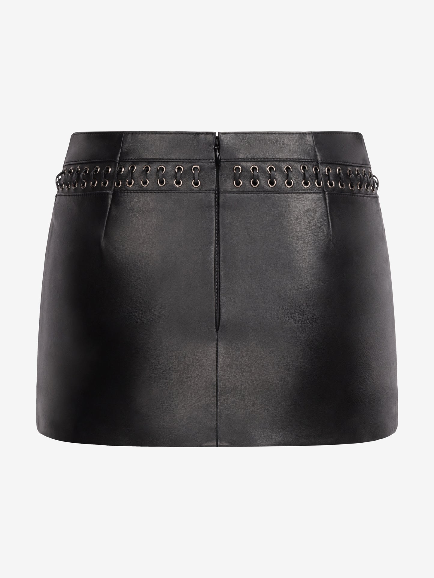 BLACK MOTO MINI SKIRT IN LAMBSKIN