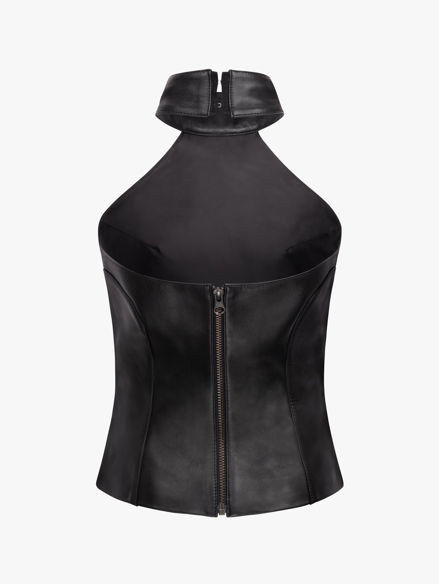 BLACK HIGHNECK TANK TOP IN LAMBSKIN